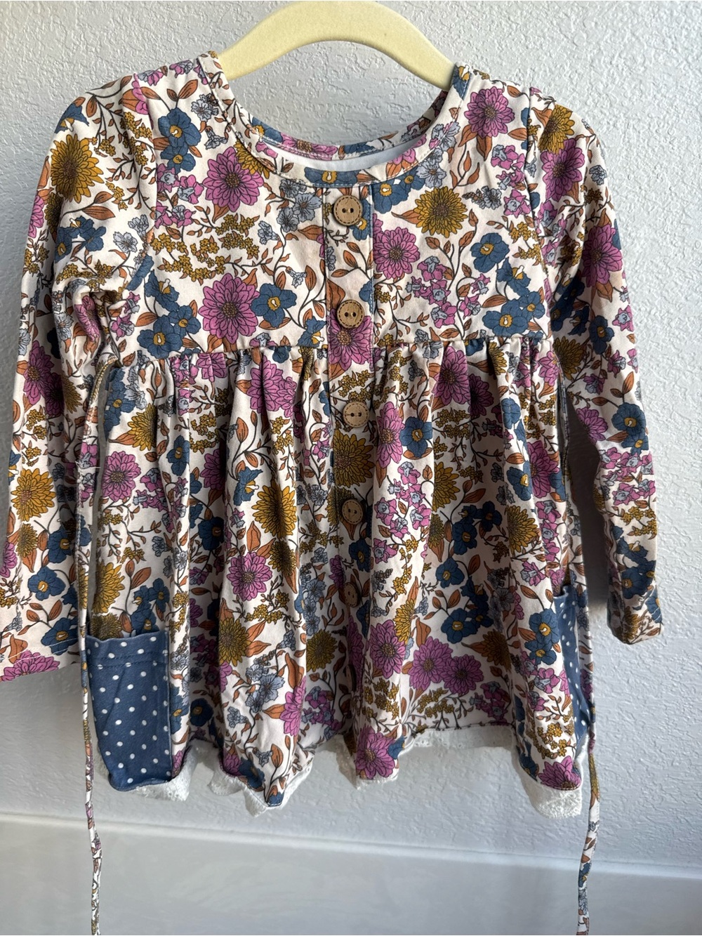 Girls Floral Long-Sleeve Tunic Top